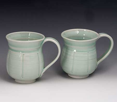 Celedon Glazed Mugs
